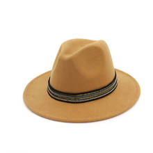 Chapéu tipo fedora, chapéu unissex de lã para homens e mulheres com fita listrada, chapéu estilo panamá 2019 2024 - compre barato