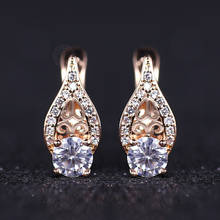 Womens Earrings Clear Water Zircon Geometric Earrings Girls Wedding Jewelry 585 Rose Gold Stud Earrings For Women LGE288A 2024 - buy cheap