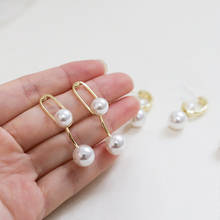 4pcs korean Vintage fold semi-circular arc pearl stud earrings for women versatile diy jewelry earrings accessories material 2024 - buy cheap