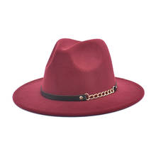 Men Women Wide Big Brim Wool Felt Fedora Panama With Metal Belt Buckle Jazz Retro Cap Party Formal Hats Gorras 2024 - buy cheap