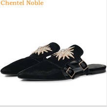 Flock Flat Crystal Dress Shoes Woman Fashion Women Slip-On Shoes 2019 Outside Metal Buckle Black Color 35-39 Size Shoe Ladies 2024 - buy cheap