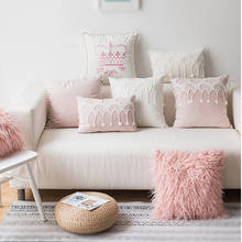 Cojín decorativo rosa de terciopelo para sofá, almohada de decoración romántica para habitación de princesa, almohada para cintura, almohada decorativa para el hogar 2024 - compra barato