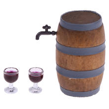 Miniature Wine Beer Barrel Beer Cask Beer Keg and Wine Glass Set for Dolls House Decoration 1:12 Scale Dollhouse Accessories 2024 - buy cheap