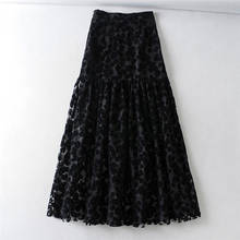 Faldas largas bordadas Estilo Vintage para mujer, faldas largas de malla de cintura alta, bordadas, estilo coreano 2024 - compra barato