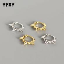 YPAY 100% Genuine 925 Sterling Silver Hoop Earring New Beads and Rivets Small Earrings for Women Fine Jewelry Gifts YME527 2024 - buy cheap