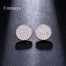 Emmaya-pendientes de estilo clásico para mujer, aretes pequeños con forma de disco, con circonita cúbica chapada en plata, con personalidad, de lujo, regalos delicados 2024 - compra barato