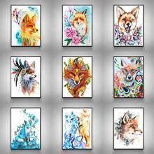 5D DIY Diamond Painting Cross Stitch Watercolor Fox Embroidery Mosaic Full Square Round Drill Wall Decor Handcraft Gift 2024 - buy cheap