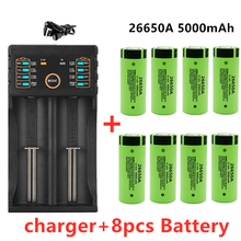 Batería recargable de iones de litio para linterna LED 100%, 26650 mAh, 18800 V, 50A, alta calidad, 3,7 + cargador 26650, novedad de 18650 2024 - compra barato