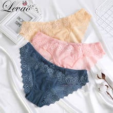 LEVAO Women Sexy Lace Plus Size Briefs Panties Transparent Mesh Breathable Underpant Pretty Ladies Floral Bow Underwear Bragas 2024 - buy cheap