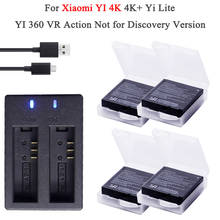 Carregador de bateria para xiaomi yi 4k, conjunto de baterias de ação com usb duplo para xiaomi yi lite e câmera de ação 4k 2024 - compre barato