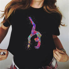 Camiseta con estampado de acuarela para mujer, Camiseta lisa de gimnasta de arcoíris, ropa harajuku kawaii, tops 2024 - compra barato