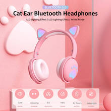 Auriculares inalámbricos plegables con orejas de gato para niños y niñas, audífonos con Bluetooth y micrófono, Control LED, estéreo, para música, para teléfono, regalo 2024 - compra barato