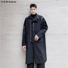 VERSMA Hip Hop Oversize Long Trench Coat Men Overcoat Korean Style Punk Rock Zipper Patchwork Windbreaker Men Coats Dropshipping 2024 - buy cheap