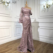 Vestido de noche rosa de un hombro para mujer, vestido Formal sexi de sirena brillante de Dubái, diseño BLA70710 Serene Hill, 2021 2024 - compra barato