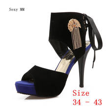 Zapatos de tacón alto con plataforma para mujer, sandalias de gladiador para fiesta, talla grande 34-40 41 42 43 2024 - compra barato