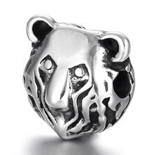 Aço inoxidável cabeça de urso espaçador grânulo polido 2.5mm buraco contas de metal encantos para diy pulseira jóias fazendo acessórios 2024 - compre barato