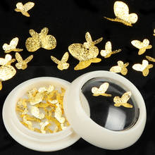 Calcomanías con forma de mariposa para uñas, tachuelas de Metal dorado y plateado, remaches, accesorios para uñas, decoraciones artísticas en 3D 2024 - compra barato