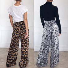 Fashion Women's Wide Leg Pants High Waist Leopard Snake Printed Loose Casual Long Pants Palazzo Plus Size 2024 - compre barato