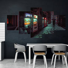 Home Decor Modular Picture 5 Piece at Night Vending Machine Landscape Painting Poster Wall For Home Canvas Painting Wholesale 2024 - buy cheap