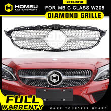 W205 Diamond Grille For C Class W205 2015-2018 Vertical Front Bumper Racing Grill For Merced-benz  C180 C200 C250 Front Grille 2024 - buy cheap