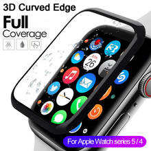 Protector de pantalla de vidrio templado con pegamento completo, cubierta curvada 3D, película de borde negro, 40mm, 44mm, para Apple Watch Series 5, 4, iWatch 2024 - compra barato