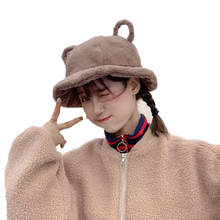 SUOGRY-Sombrero de pescador con dibujos animados para mujer, gorro cálido de felpa con diseño de gato, cuenco, invierno, 2019 2024 - compra barato