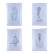 Molde de silicona con cabeza de Faraón Egipcio, moldes colgantes artesanales, resina epoxi UV, Fondant 2024 - compra barato
