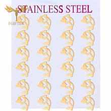 Cute Girls Kids Dolphin Earrings Set Wholesale Hollow Dolphin Design Stainless Steel Stus Kids Jewellery 12 Paris Sets 2024 - buy cheap