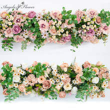 Customized artificial flower row arch DIY wedding arrangement road lead floral arch silk flower wall decorative wedding props 1M 2024 - buy cheap