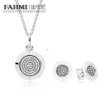 FAHMI Book Di 100% 925 Sterling Silver Silver Signature Necklace and Earring Set fit charm original Necklace jewelry A Set 2024 - buy cheap