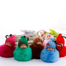 10pcs/Lot Sleeping Doll Keychain Pompom Faux Fur Ball Car Keyring Kids Toy Key Chain Women Key Holder Bag Pendant Jewelry 2024 - buy cheap