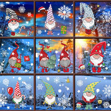 Pegatinas estáticas extraíbles para ventana de Feliz Navidad, bonito patrón de Papá Noel enano, decoraciones para fiesta de Navidad, decoración para habitación de niños, Año Nuevo 2024 - compra barato