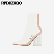 10 Pvc Chunky Extreme Big Size Luxury Brand Shoes Women Ankle Boots Thick Fashion Pointed Toe Clear Fetish Transparent High Heel 2024 - buy cheap