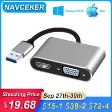 2020 USB 3,0 a HDMI VGA adaptador Mac OS USB a VGA adaptador HDMI 1080P convertidor compatible con HDMI y VGA sincronización de salida para Windows7/8/10 2024 - compra barato
