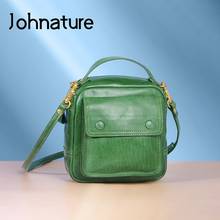 Johnature 2022 New Leisure Genuine Leather Women Bag Vintage Handbag Nature Soft Cowhide Versatile Small Shoulder Messenger Bags 2024 - buy cheap