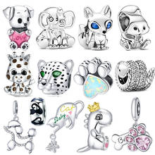 2020 new original silver 925 fox sheep baby elephant beads fit Pan bracelet charm woman fashion sterling silver jewelry making 2024 - buy cheap