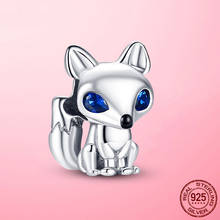 Hot Sale 100% 925 Sterling Silver Blue-Eyed Fox Charm Animal Beads fit for Pandora Bracelet Original jewelry Making 2024 - buy cheap