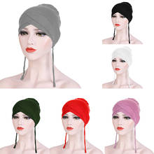 Hijab muçulmano lenço de cabelo chapéu de perda de cabelo ramadan simples cabeça envoltório gorro árabe skullies chapéu turbante árabe islâmico novo 2024 - compre barato