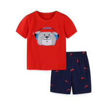 Conjunto de roupas de verão para menino com dois metros, camiseta e shorts bordados, conjuntos de roupas para crianças pequenas 2024 - compre barato