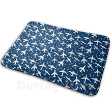 Blue And White Aeroplanes Silhouette Pattern Soft Non-Slip Mat Rug Carpet Cushion Airplane Airplane Aviation Aviator 2024 - buy cheap