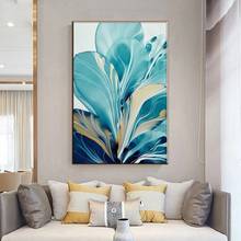 Абстрактная картина с большими цветами и листьями в скандинавском стиле, плакат для гостиной, интерьерная картина на холсте, Картина на холсте 2024 - купить недорого