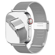 Ремешок «Миланская петля» для Apple Watch, браслет из нержавеющей стали для iWatch 7 5 4 3 6 SE 41, 38 мм 42 мм 44 мм 40 мм 2024 - купить недорого
