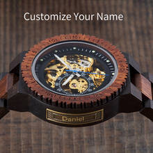 BOBO BIRD Automatic Wood Watch Customize Name Men Wristwatch Luminous Hand Waterproof In Wooden Gift Box 2024 - buy cheap