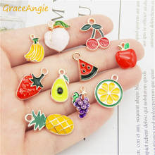 10pcs/lot Fruit Apple Strawberry Pear Banana Grape Charms jewelry pendant for earrings Avocado Alloy Enamel For Bracelet Gift 2024 - buy cheap