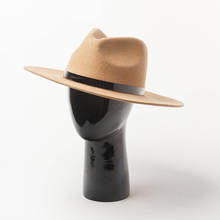 Sombrero clásico de fieltro de lana para Mujer, Sombrero Fedora de ala ancha, banda de cuero PU Simple, tocado, 100% 2024 - compra barato