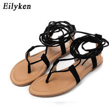 Eilyken Designer Ankle Strappy Flat Heels Women Sandals 2023 Summer Clip Toe Casual Roman Gladiator Flip Flops Shoes 2024 - buy cheap