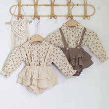 Ropa de bebé niña, traje de tirantes de camisa floral para recién nacido, bolsa de bebé, bragas de pedo, mono de niña, traje de dos piezas 2024 - compra barato