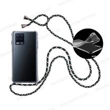 Crossbody Lanyard Transparent TPU Phone Case for OPPO Realme 8 Pro C21 Find X3 Pro F19 Pro Plus A54 A94 Phone Shockproof Cover 2024 - buy cheap