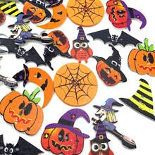 30 peças lote de botões de halloween mistos de madeira artesanato/costura infantil enfeite w463 2024 - compre barato