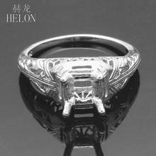 HELON Sterling Silver 925 5.5mm Princess cut Women Trendy Fine Jewelry Gift Elegant unique Wedding Semi Mount Ring 2024 - buy cheap